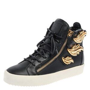 Giuseppe Zanotti Black and Gold Women's High-Top Sneakers